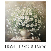 Fijne witte bloemen in vaas poster