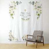 Fijne witte bloemige foto booth-prop voor de doop wandkleed (In situ)