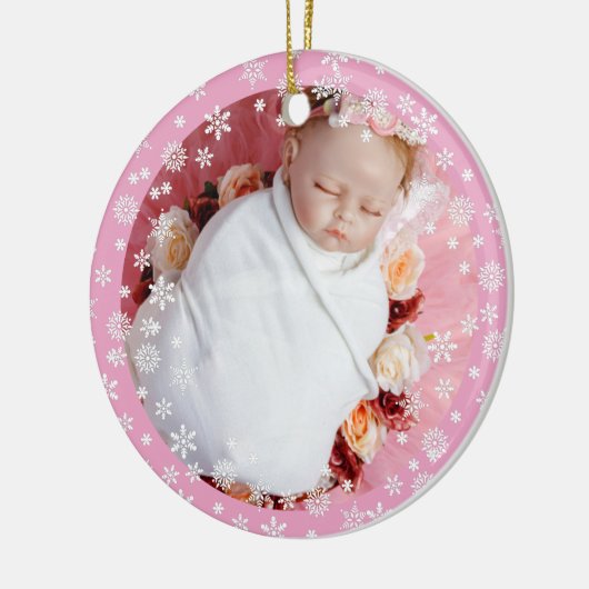 Fijne witte sneeuwbaby's eerste kerst keramisch ornament (Links)