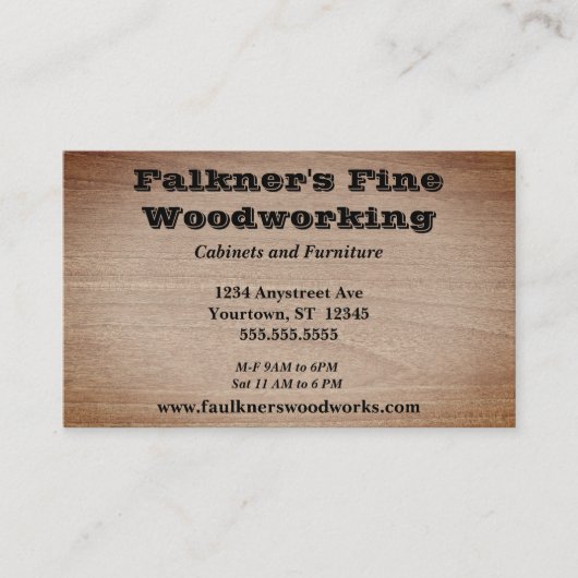 Fijne Woodgrain houtbewerker Carpenter Visitekaartje (Voorkant)