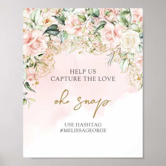 Fijne zachte pastel roze rozen goud Oh snap teken Poster (Voorkant)