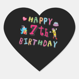 Fijne zevende verjaardag. 7 jaar oud. hart sticker