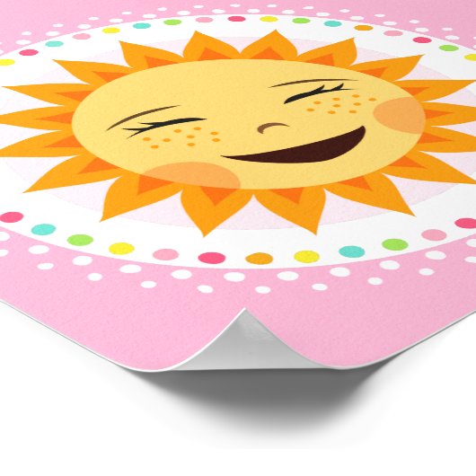 Fijne zon met kleurrijke stippelrand wanddecoratie poster (Hoek)