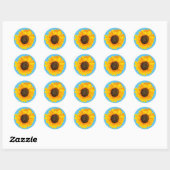 Fijne zonnebloem ronde sticker (Vel)