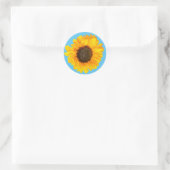 Fijne zonnebloem ronde sticker (Tas)