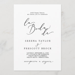 Fijne Zwarte Calligrafie La Boda De Bruiloft Kaart