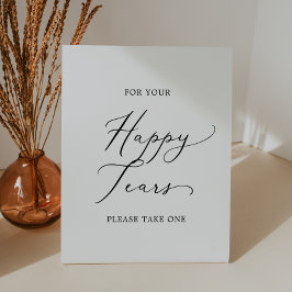 Fijne zwarte kalligrafie Happy Tears Tissue Reclamebord Met Voetstuk