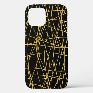 Fijngoud Vrije Vorm Lijnen en Zwart iPhone 12 Pro Hoesje