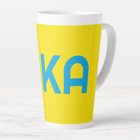 FIKA Bold Geel en Blauw Latte Mok (Rechterhoek)