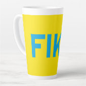 FIKA Bold Geel en Blauw Latte Mok (Linkerhoek)