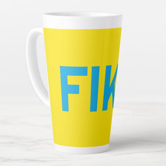 FIKA Bold Geel en Blauw Latte Mok (Linkerhoek)