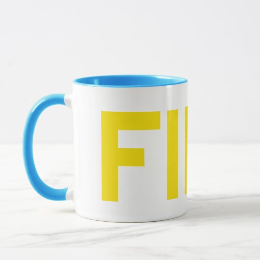 FIKA Bold Geel en Blauw Mok (Links)