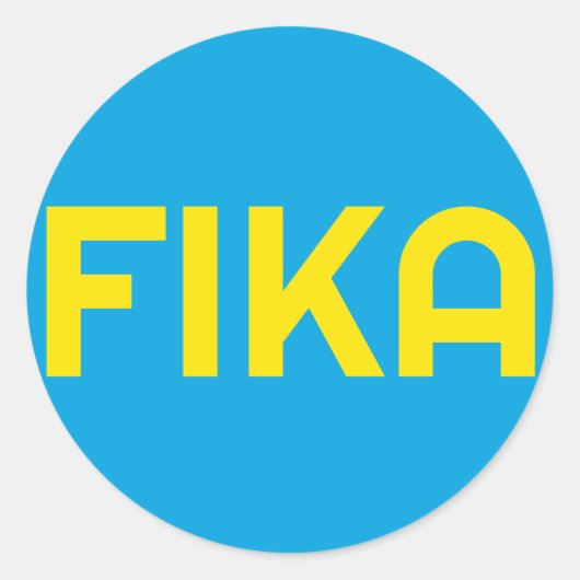 FIKA Bold Geel en Blauw Ronde Sticker (Voorkant)