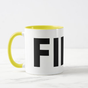 FIKA Bold Yellow, zwarte en witte Mok