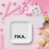 Fika Bold Zwart-Wit Sans Serif Papieren Bordje (Feest)