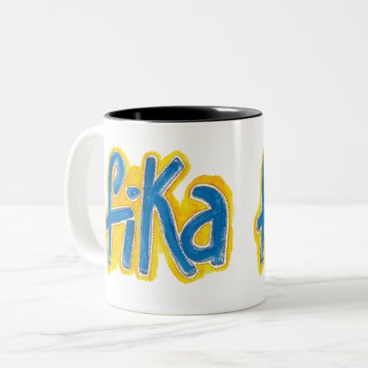 Fika stippen Two-Tone Koffee Mok (Voorkant links)