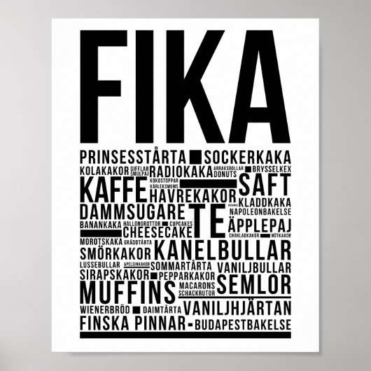 Fika zweedse koffiesnoep Typografie Poster (Voorkant)