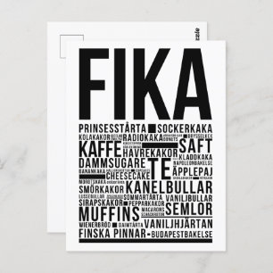 Fika zweedse koffiesnoep Typografie Poster Briefkaart