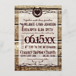 Fil Barbed Horseshoe Faire-part de mariage rustiqu