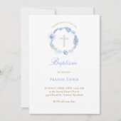 fil bleu aquarelle | Invitation au baptême (Devant)
