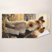 Fil Cheveux Fox Terrier En Automne Campagne (Serviette de bain)