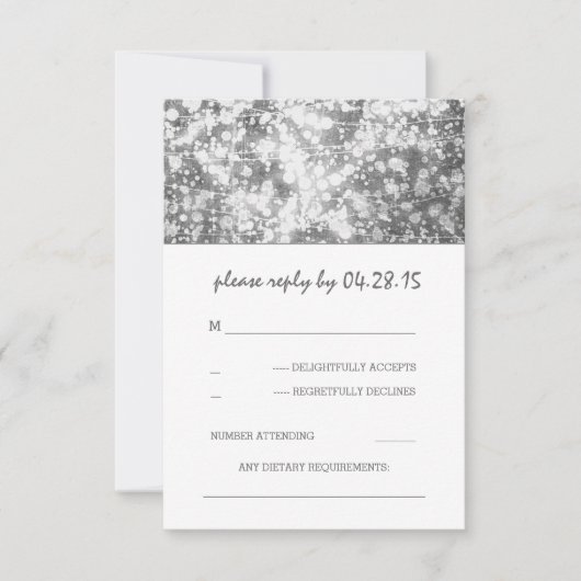 fil d'argent lumières mariage cartes RSVP (Devant)