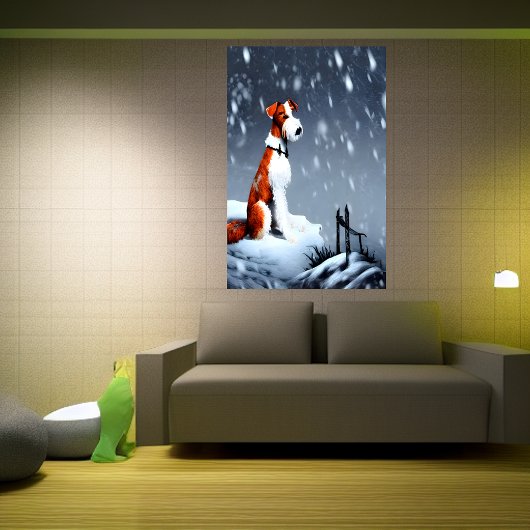 Fil Fox Terrier dans la neige | AI Art Poster