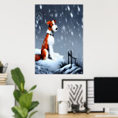 Fil Fox Terrier dans la neige | AI Art Poster (Bureau à domicile)