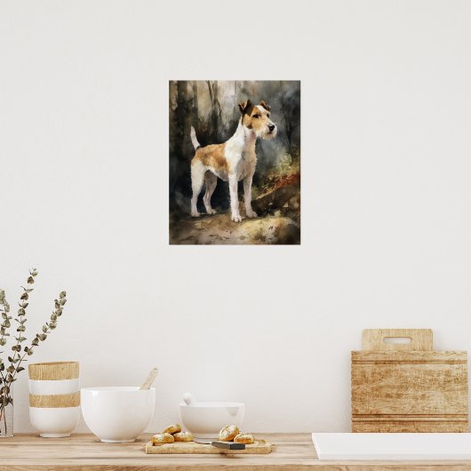 Fil Fox Terrier Dog Art Imprimer Poster (Cuisine)