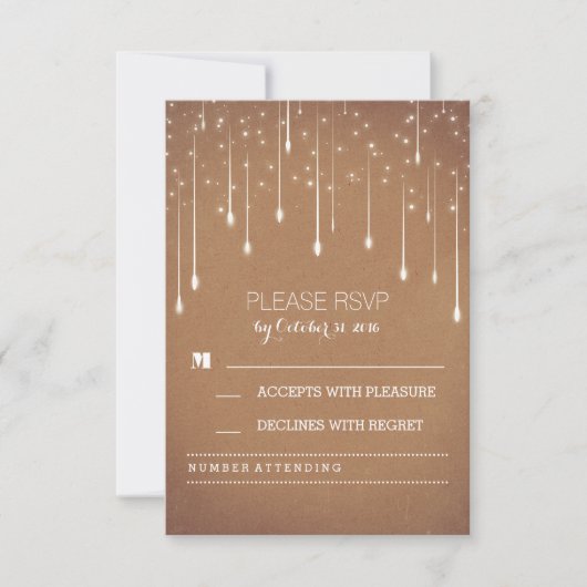 fil lumières mariage moderne cartes RSVP (Devant)