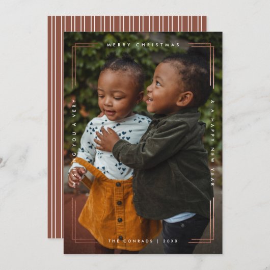 Fil moderne joyeux Noël carte photo une photo (Devant / Derrière)