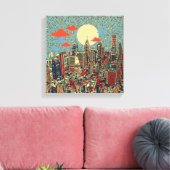 filadelphia skyline canvas afdruk (Insitu (Woonkamer))