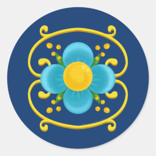 Filete Porteño Buenos Aires Blue en Gold Floral Ronde Sticker
