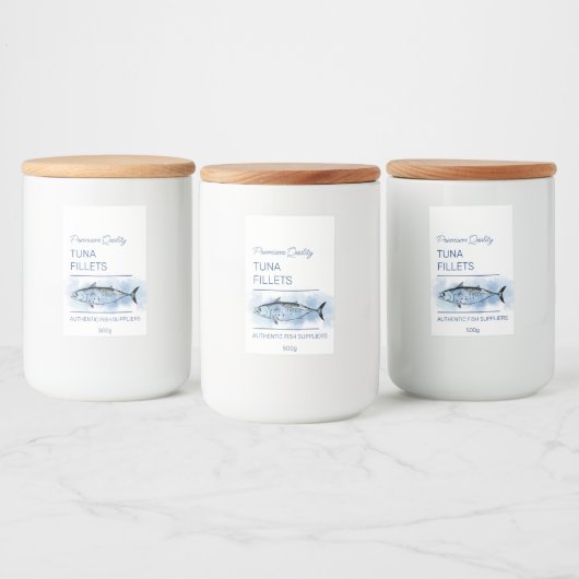 Filets de poisson de thon Étiquette de produit (Bouteilles)