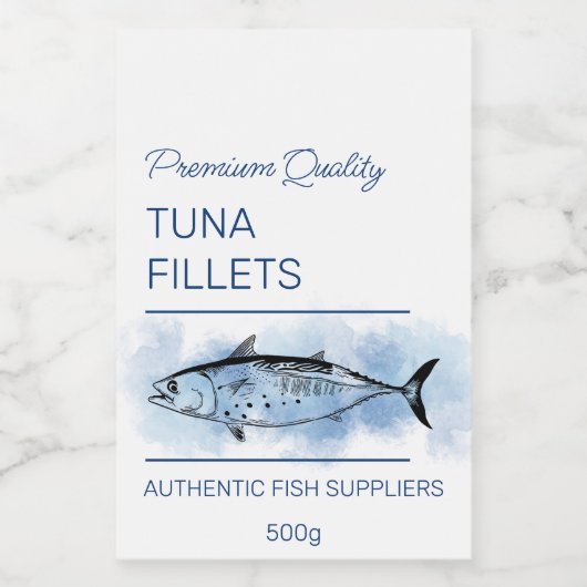 Filets de poisson de thon Étiquette de produit (Étiquettes simples)