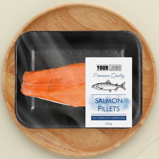 Filets saumons Étiquette de produits de poisson av