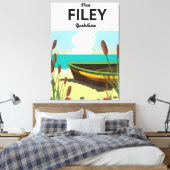 Filey, Yorkshire kustreisposter Canvas Afdruk (Insitu (Slaapkamer))