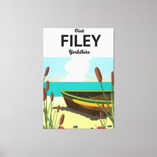 Filey, Yorkshire Seaside reisposter Canvas Afdruk (Voorkant)