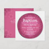 Filiale florale Fuchsia Baptism Invitations (Devant / Derrière)