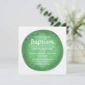 Filiale Florale Jade Green Baptism Invitations (Debout devant)