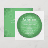 Filiale Florale Jade Green Baptism Invitations (Devant / Derrière)