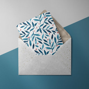 filialen van de waterverf - turquoise en red feestdagenkaart