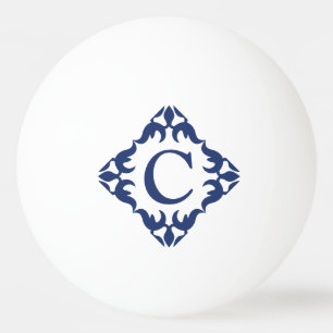 filigraan ingelijst monogram in marineblauw pingpongballen
