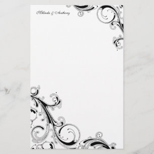 Filigraan Swirl Zwart 5.5 x 8.5 Stationery Briefpapier