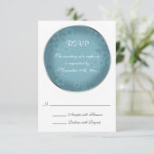 Filigrane florale Ardoise Bleu Mariage Cartes RSVP (Debout devant)