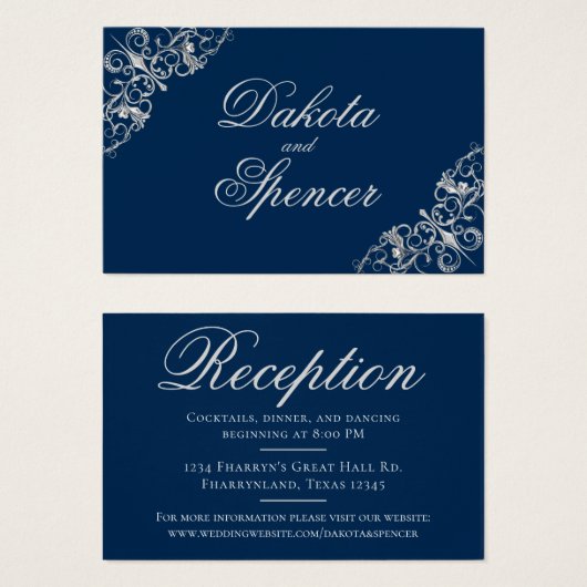 Filigree Art déco | Réception Silver and Navy Blue (Devant & derrière)