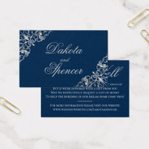 Filigree Art déco   Silver Navy Blue Wishing Well