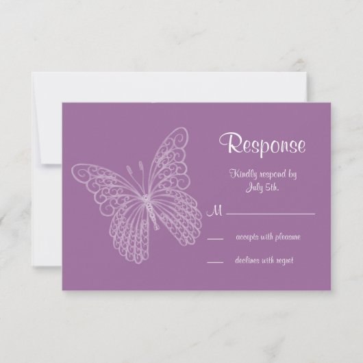 Filigree Butterfly RSVP in Paars (Voorkant)