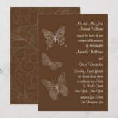 Filigree Butterfly Wedding Invitation in Brown Kaart (Voorkant / Achterkant)
