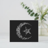 Filigree Crescent Moon and Star on Black Briefkaart (Staand voorkant)
